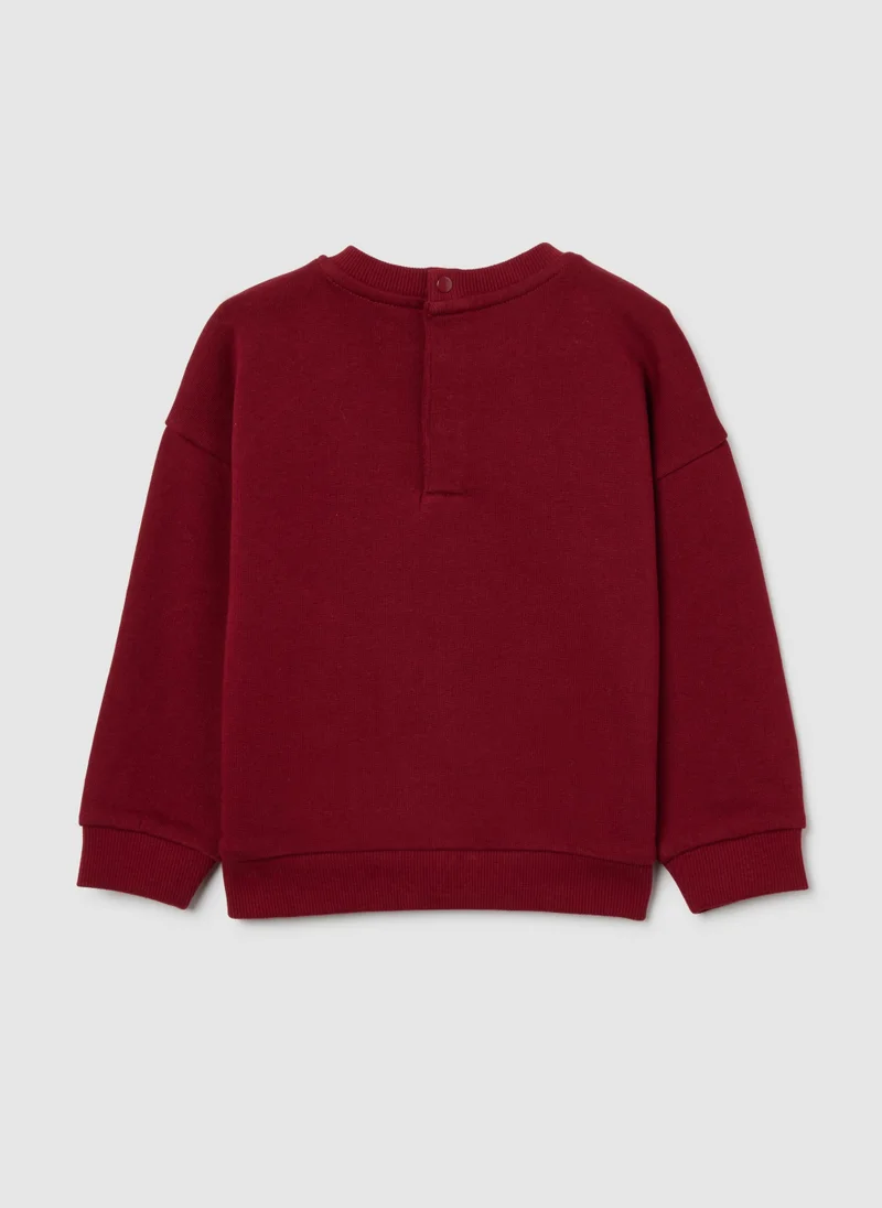 Ovs OVS Children'S Oversized Pure Cotton Red Sweatshirt With Print And Crew Neck