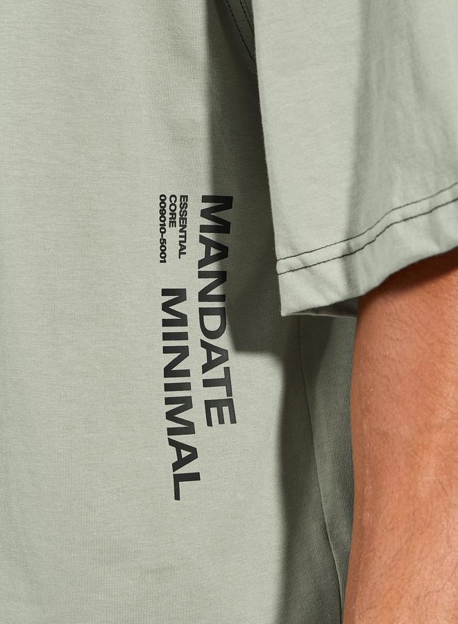 Styli Contrast Stitch Detail Boxy T-Shirt with Wide Rib Neck  - Image 3