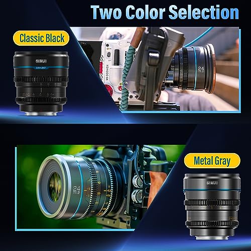 SIRUI Night Walker S35 Manual Focus Cine Lens Set, 24mm, 35mm, 55mm, T1.2 Large Aperture Lens for E Mount Cameras, FX30, ZVE-10, A6500, A6600 (MS-3SEG, Metal Gray) - Image 4