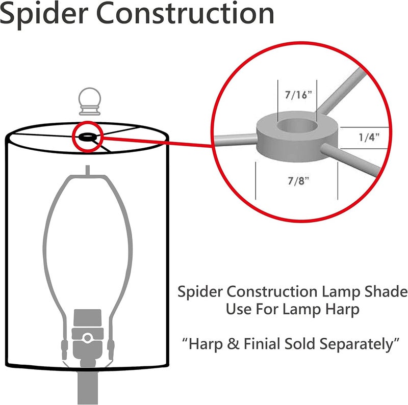 Aspen Creative 32190 Transitional Empire Shape Spider Construction Lamp Shade, Off White, 7" Top x 13" Bottom x 9-1/2" Slant Height - Image 4