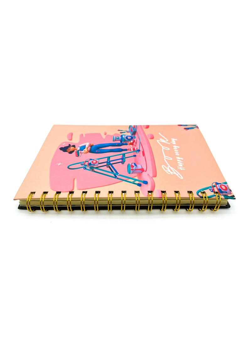 Generic 2-piece set of A5 Coil Notebook 160 Page Horizontal Grid Diary Creative Pattern Notebook Suitable for Student Office Travel Meetings Business Writing  - Image 5