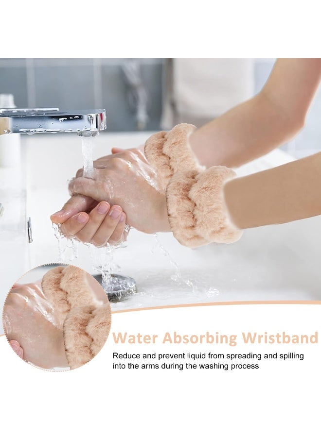 ماي كرييت عصابة رأس للعناية بالبشرة من MAYCREATE® للنساء ورباط معصم لغسل الوجه، مجموعة من 3 قطع، عصابة شعر لطيفة لمكياج الوجه وأربطة معصم منشفة، عصابة رأس سبا على شكل آذان دب لغسل الوجه للنساء والفتيات - Image 4