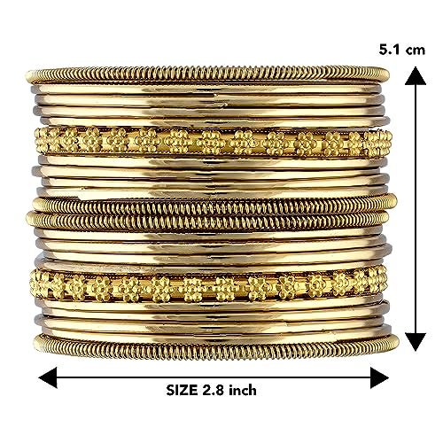 Peora Traditional Antique Look Oxidised Gold Plated Bangle Set Navratri Gift for Women Girls (Set of 2) - Image 5