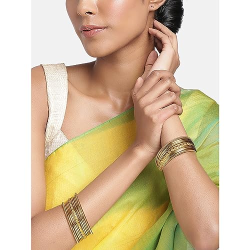 Peora Traditional Antique Look Oxidised Gold Plated Bangle Set Navratri Gift for Women Girls (Set of 2) - Image 3