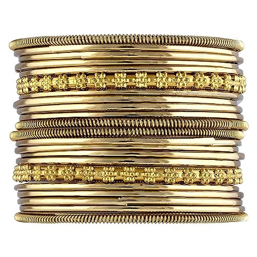 Peora Traditional Antique Look Oxidised Gold Plated Bangle Set Navratri Gift for Women Girls (Set of 2) - Image 1