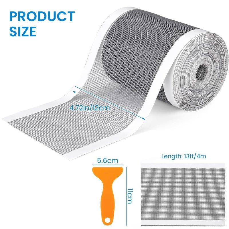 Tonity شريط إصلاح شبكة البعوض، شريط إصلاح شاشة النوافذ، لاصق قوي وماء مقاوم لتغطية شبكة البعوض للنوافذ للأبواب الممزقة والثقوب (200 سم × 5 سم) (1) (لفة شبكة) - Image 2