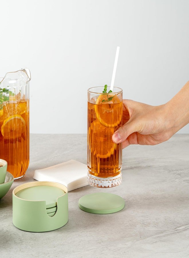 Restaurantware-Bambuddha 3.9 Inch Coasters With Holder, 1 Heavy-duty Round Coaster Set - Sustainable, Reusable, Green Bamboo Bamboo Coasters For Drinks, 6-Piece Set, For Tabletop Protection - Image 5