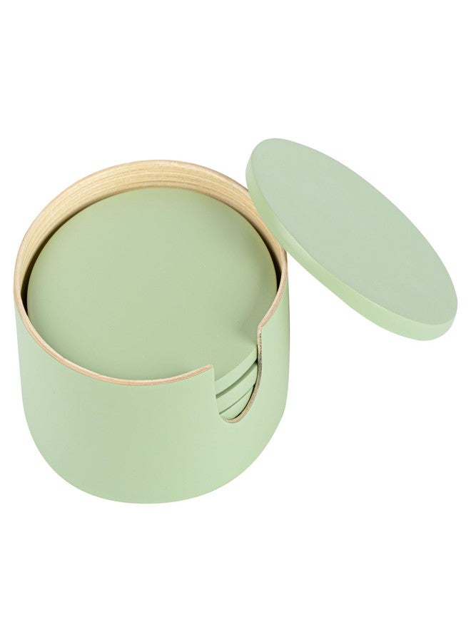 Restaurantware-Bambuddha 3.9 Inch Coasters With Holder, 1 Heavy-duty Round Coaster Set - Sustainable, Reusable, Green Bamboo Bamboo Coasters For Drinks, 6-Piece Set, For Tabletop Protection - Image 2