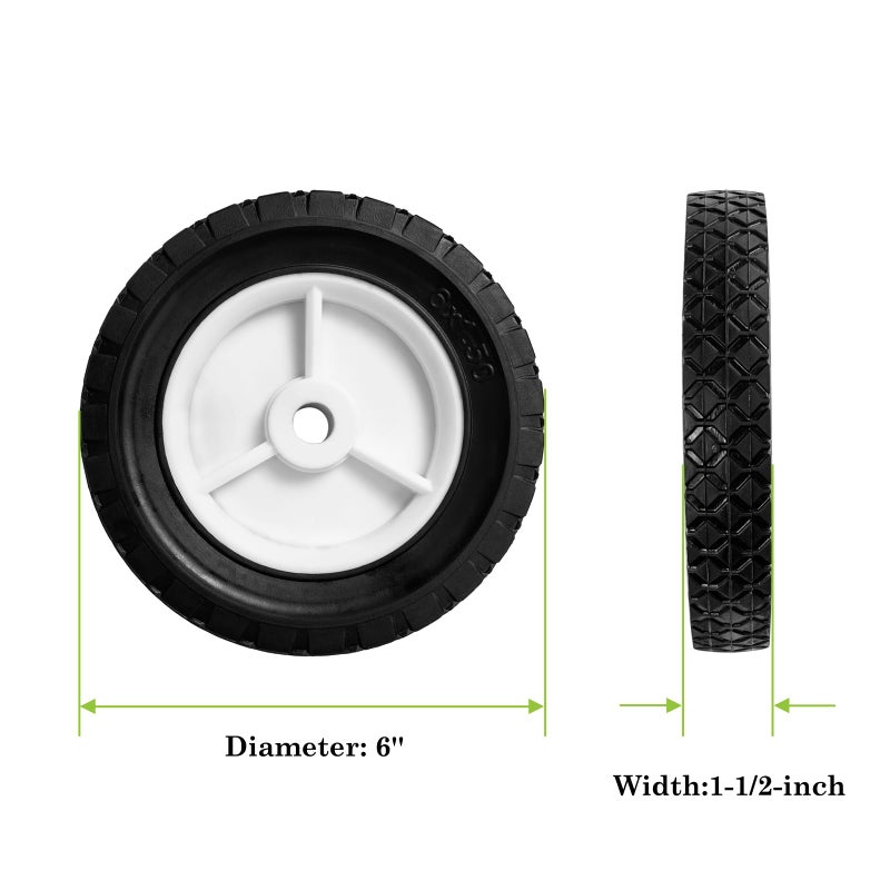Parts Camp 6 inch Plastic Wheel Fits Oregon 72-106 hand trucks, lawnmowers, utility carts,BBQ Grills, Radio Flyer Wagon Trash Can Universal Wheel 9610 - Image 2