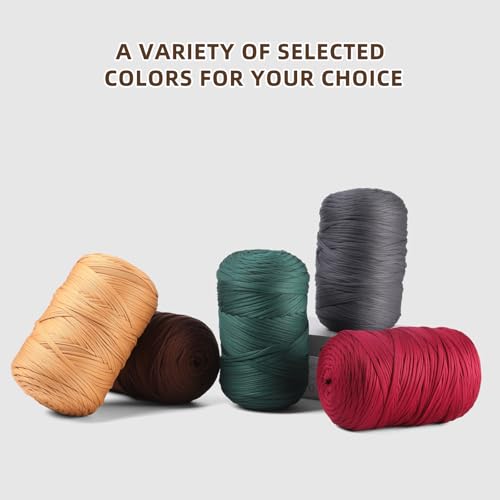 MSyarn 400g T Shirt Yarn, Tshirt Crochet Yarn for Crocheting Bag/Craft Project/Home Decor, 14.1oz/400g, 120yd/110m Crochet with Polyester Spandex Blend Stretch Fabric(Light Beige) - Image 5