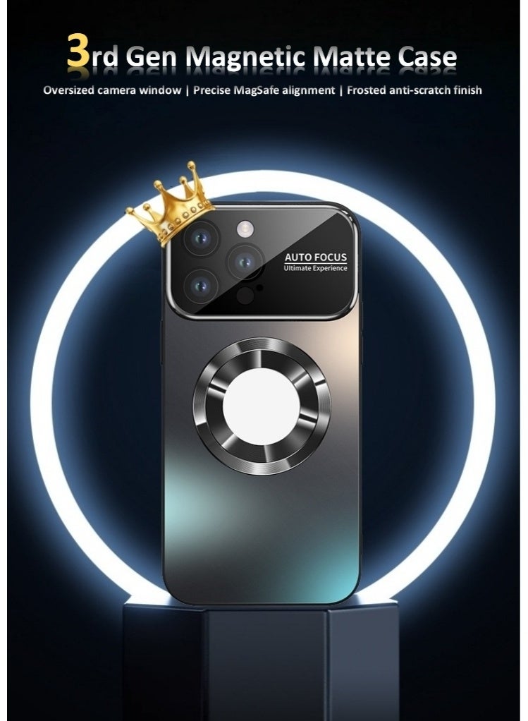 Stylish Large Window Case for iPhone 16 Pro Max - Compatible with MagSafe Slim Matte Finish Shockproof Phone Case with Showcase, Full Camera Lens Protection, Anti-Fingerprint Dustproof TPU Cover (Black) - Image 3