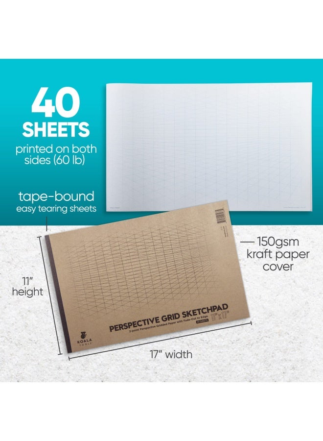 Koala Tools | Drawing Perspective (1 and 2-Point) Large Sketch Pad (2 Point - 11 x 17) - Image 4