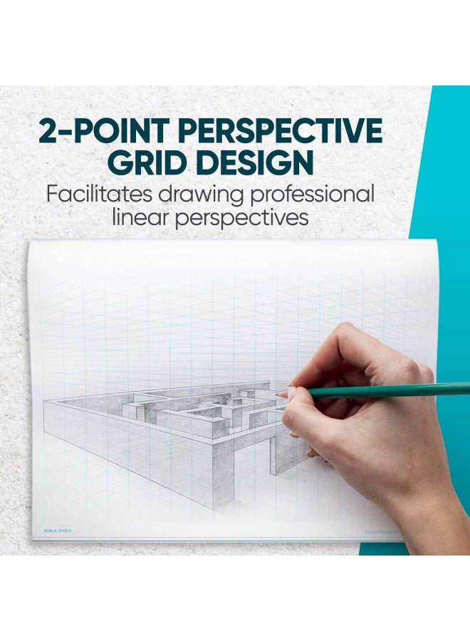 Koala Tools | Drawing Perspective (1 and 2-Point) Large Sketch Pad (2 Point - 11 x 17) - Image 3