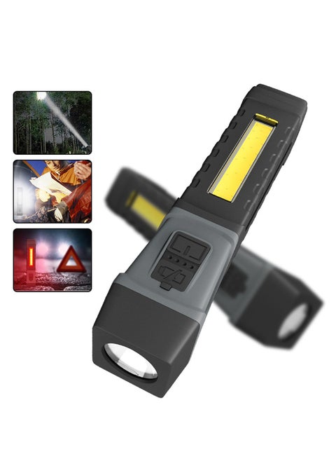 LED Torch Rechargeable, Super Bright Work Light with 5 Modes lighting Torch Flashlight with Magnetic Base & Clip, 90° Folding Portable Inspection Light for Garage Workshop Emergency