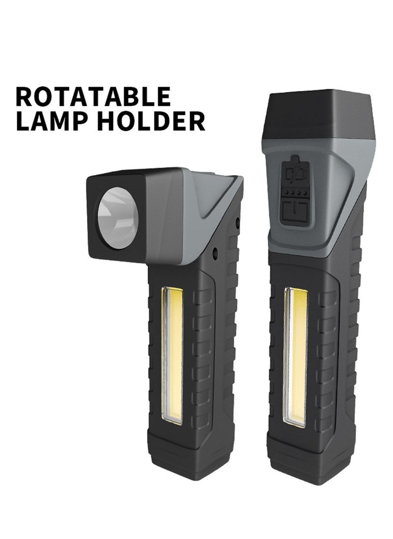 SYOSI - LED Torch Rechargeable, Super Bright Work Light with 5 Modes lighting Torch Flashlight with Magnetic Base & Clip, 90° Folding Portable Inspection Light for Garage Workshop Emergency - Image 1