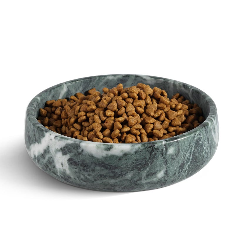 Karibiber Green Marble Dog Bowl, 6lbs Non-Slip,Non-Tipping Heavy Dogs Food Bowl, Large Dog Dish, Weighted Food and Water Bowls for Large Dogs, Natural Marble, Easy to Clean, Holds 6 Cups - Image 1