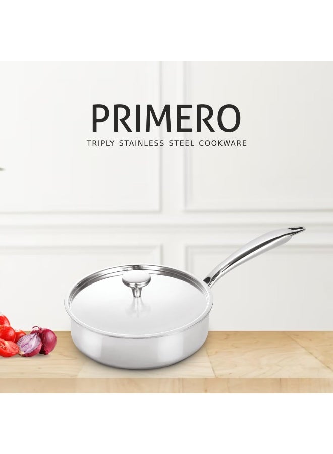 Alda Primero Tri-ply Stainless Steel Saute Pan with Lid 24cm, 2.5ltr - Image 4