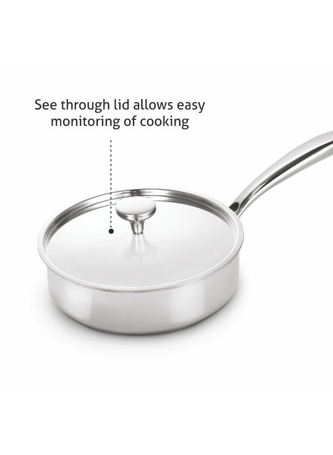 Alda Primero Tri-ply Stainless Steel Saute Pan with Lid 24cm, 2.5ltr - Image 2