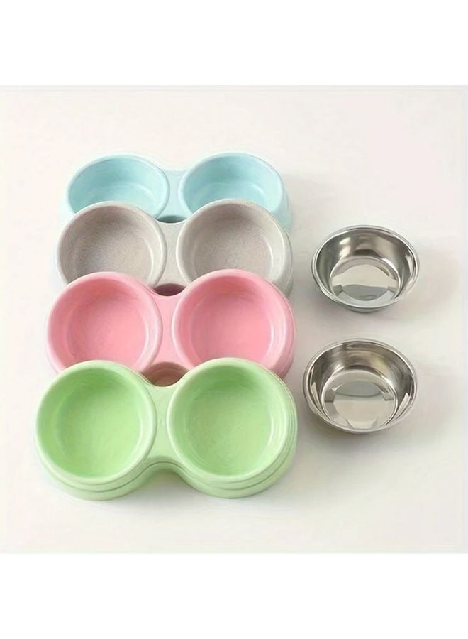 وعاء طعام وماء مزدوج للكلاب والقطط من الفولاذ المقاوم للصدأ أزرق غير قابل للانزلاق - Image 4