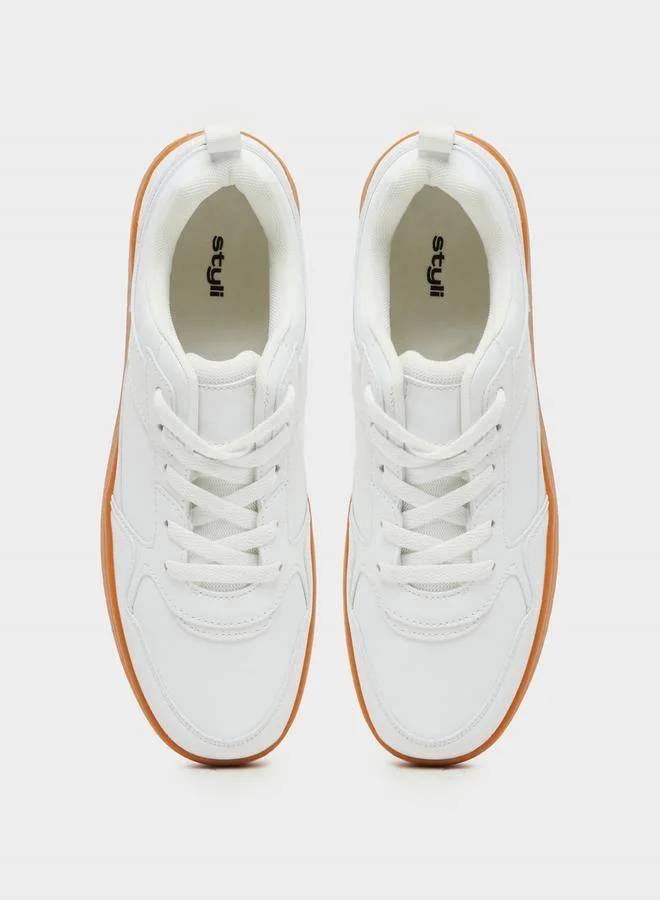 Styli Platform Sole Lace Up Sneakers