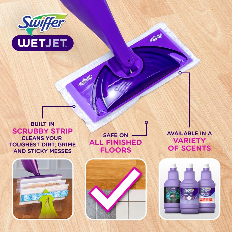 Swiffer WetJet Hardwood and Floor Spray Mop Cleaner Starter Kit, Includes: 1 Power Mop, 10 Pads, Cleaning Solution, Batteries - Image 2