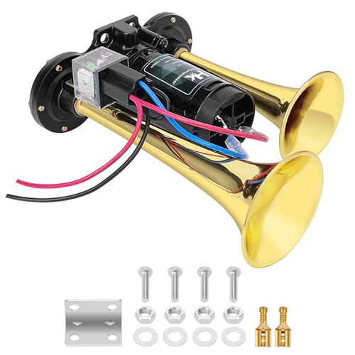 HK 150db Super Loud Dual Trumpet Air Horn Kit with Compressor for Vehicles, Trucks, Trains, Boats - Image 1