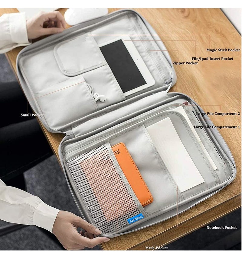 Handcuffs Document Organizer | Waterproof | Portfolio | Zipper | Case | Bags | Professional | A4 Paper | File | Folders | Certificates | Storage Bags (Blue) - Image 3