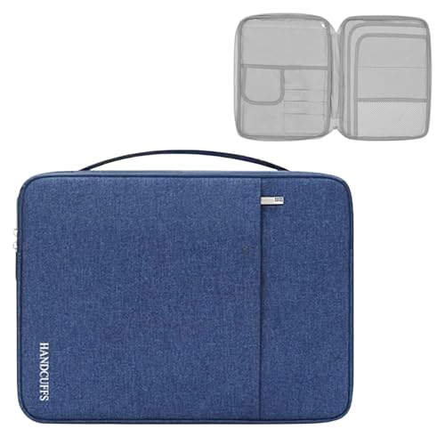 Handcuffs Document Organizer | Waterproof | Portfolio | Zipper | Case | Bags | Professional | A4 Paper | File | Folders | Certificates | Storage Bags (Blue) - Image 1
