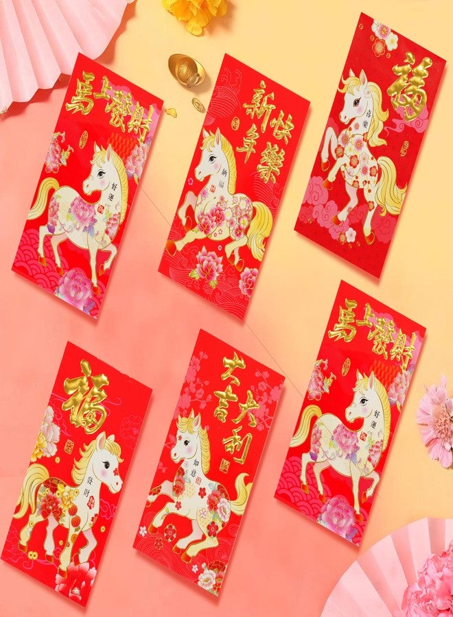 ELLZK Chinese Red Envelopes Horse 2026 Chinese New Year Lunar New Year Decorations Lucky Money Envelopes Gifts 6 Patterns Cartoon (Large 36Pcs) - Image 5