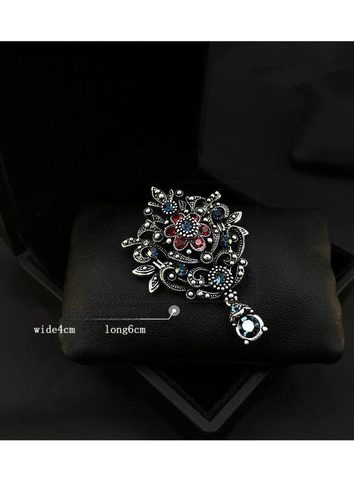 Vintage baroque gemstone brooch elegant court style corsage women's atmospheric scarf, buckle clothing accessories - Image 3