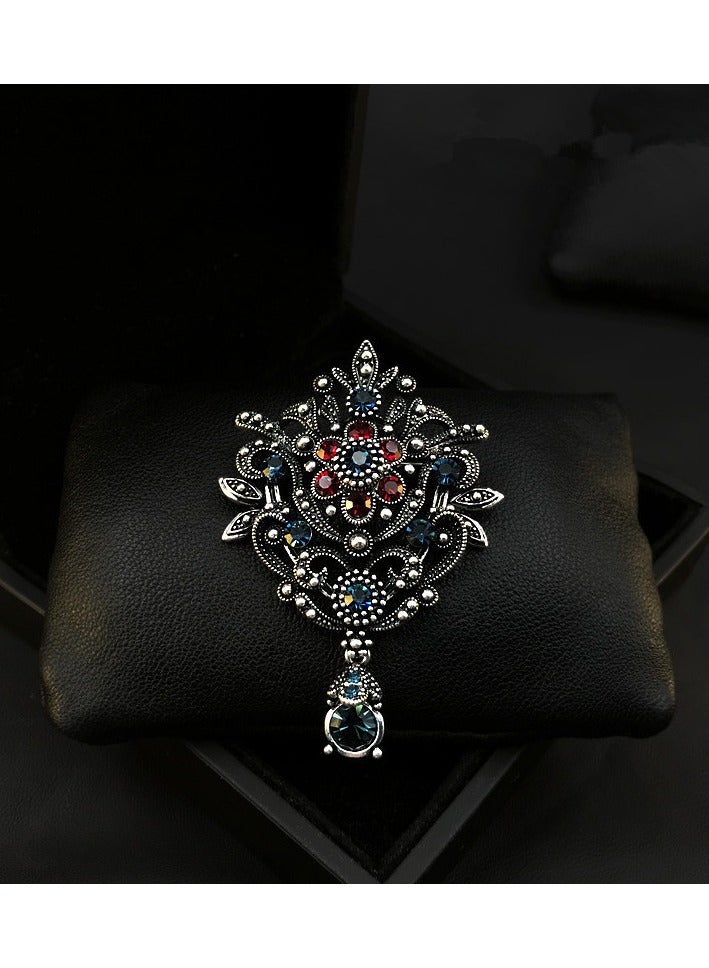 Vintage baroque gemstone brooch elegant court style corsage women's atmospheric scarf, buckle clothing accessories - Image 1