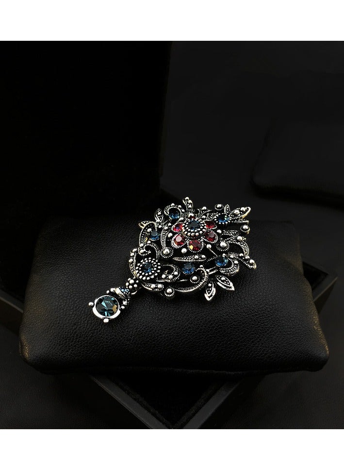 Vintage baroque gemstone brooch elegant court style corsage women's atmospheric scarf, buckle clothing accessories - Image 2
