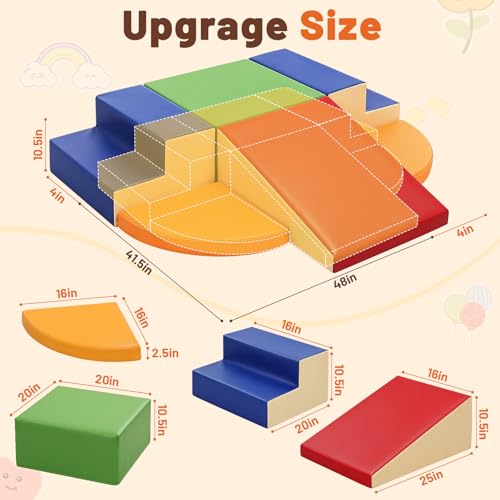 TODIBY 6Piece Soft PU Leather Toddlers Climbing Toys Extra Large Foam Climbing Blocks for Toddlers Play Gym Climber Structures for Toddler 3 Baby Climb and Crawl Activity Indoor SetXL Size - Image 5