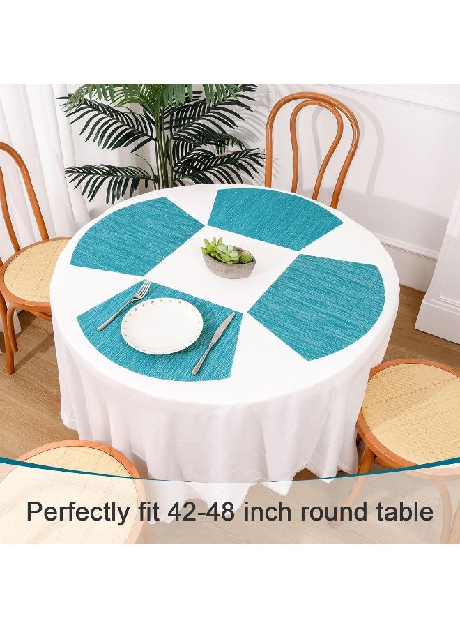 SHACOS Wedge Shape Placemats Set of 4 Round table Placemats Heat Resistant Woven Vinyl PVC Table Mats Indoor Outdoor Wipe Clean (4, Teal Blue) - Image 2