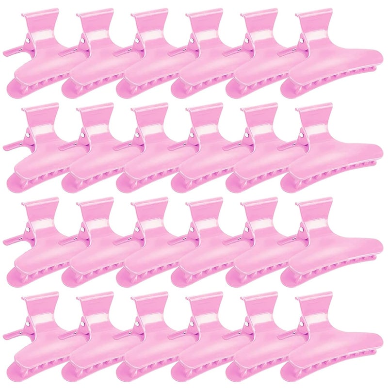 Ondder 24 Pcs Pink Butterfly Hair Clamps Clips Hair Claw Clips Pro Salon Clip for Styling Sectioning Cutting Coloring Hair Clips Hairdressing Salon Tool Hair Accessories for Women Girls