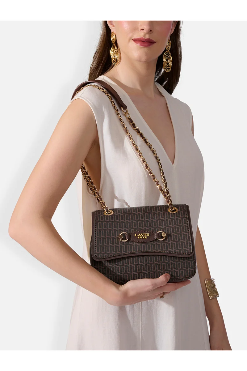 Lavie Luxe Women's Monogram Jess 2-Compartment Sling Bag (Choco)
