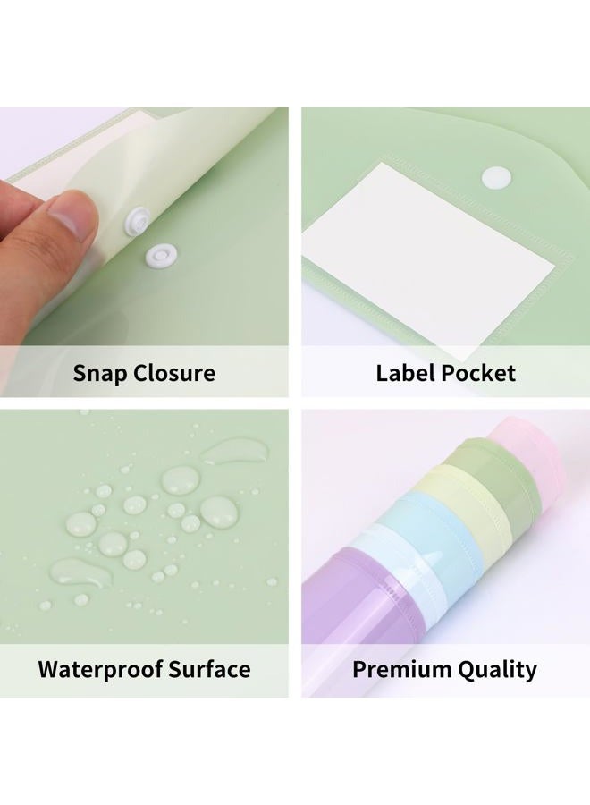 EOOUT 24 Pack Plastic Envelopes Plastic File Folders, Poly Folders with Snap Closure, A4 Size File Envelopes with Label Pocket for Documents School Office Supplies - Image 4