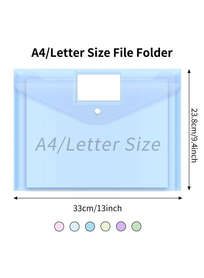 EOOUT 24 Pack Plastic Envelopes Plastic File Folders, Poly Folders with Snap Closure, A4 Size File Envelopes with Label Pocket for Documents School Office Supplies - Image 2