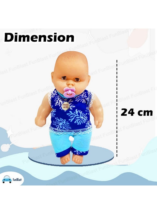 فنبلاست دمية فن بلاست للأطفال - دمية للأولاد، دمية موسيقية للبنات، دمية مزودة بمستشعرات لمس وصوت، دمية موسيقية للأولاد والبنات بعمر 3 سنوات فما فوق، دمية للأولاد مع فستان (أزرق) - Image 2