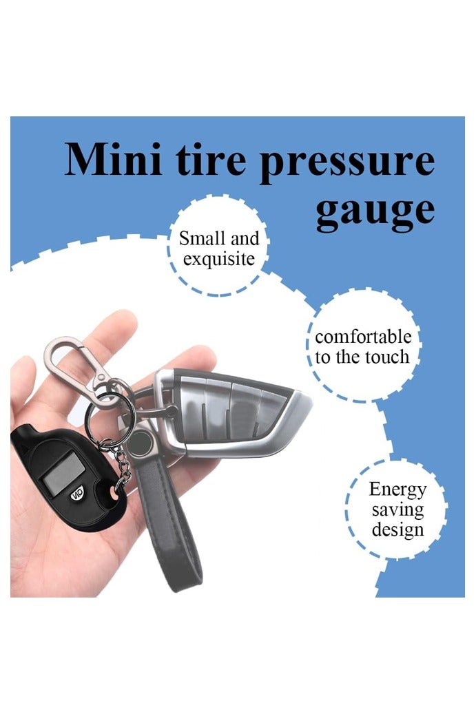 2 PCS Tire Pressure Gauge, 5-150PSI Black LCD Digital Display Tyre Pressure Gauge Tester with Keychain - Image 3