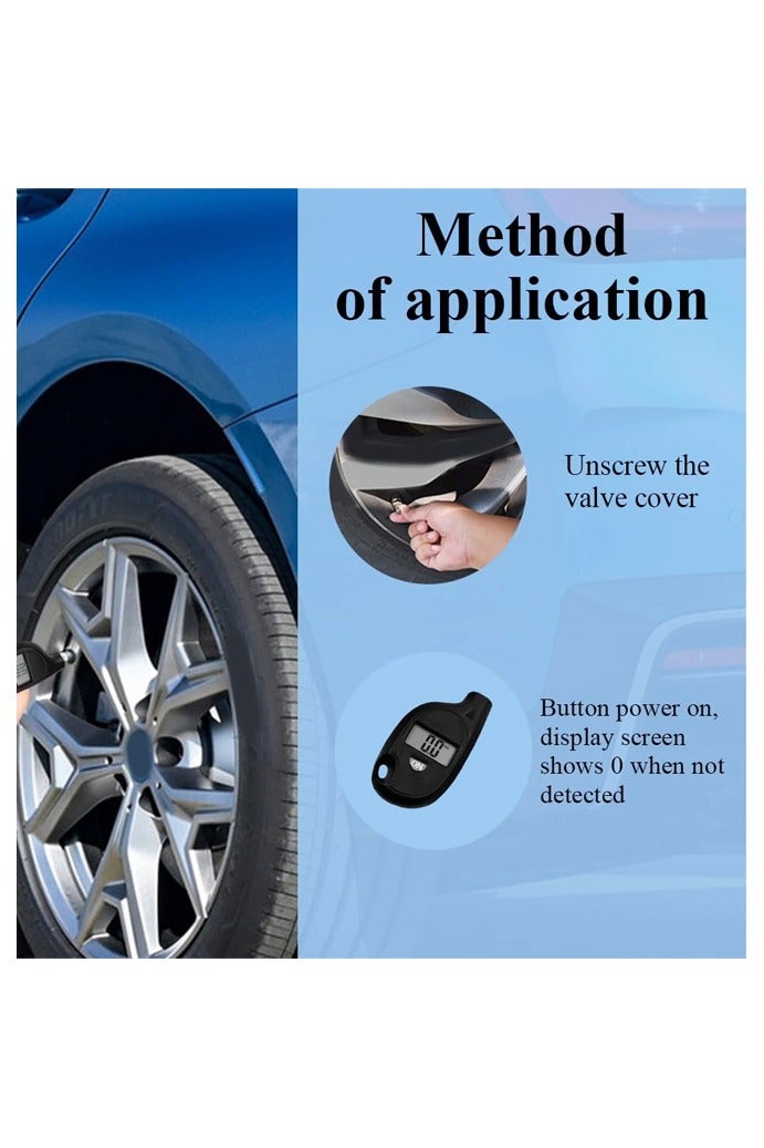 2 PCS Tire Pressure Gauge, 5-150PSI Black LCD Digital Display Tyre Pressure Gauge Tester with Keychain - Image 5