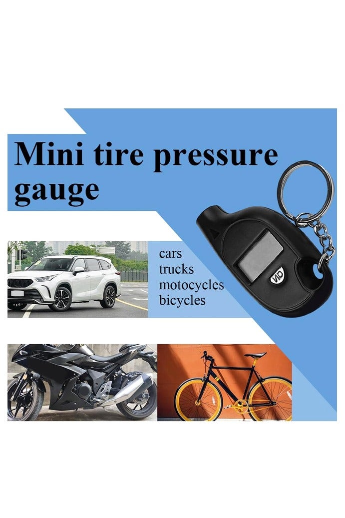 2 PCS Tire Pressure Gauge, 5-150PSI Black LCD Digital Display Tyre Pressure Gauge Tester with Keychain - Image 4