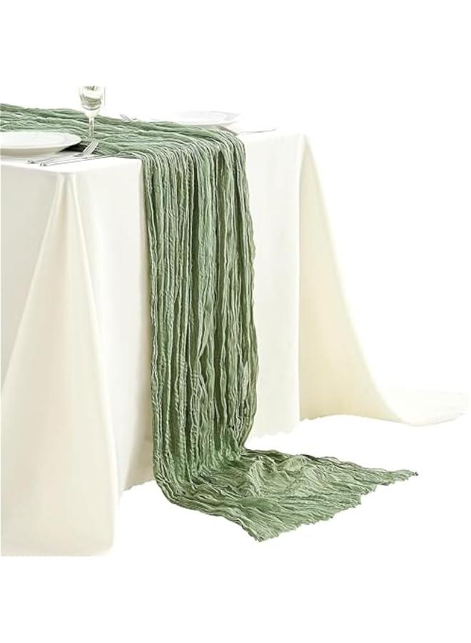 HOOKOR Cheesecloth Table Runners, Tablecloth for Dining Table, Green Gauze Table Runner, Rustic Sheer Table Decor for Romantic Bridal Shower, Baby Shower, Birthday Party - Image 3