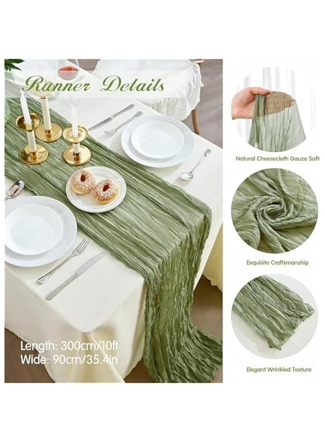 HOOKOR Cheesecloth Table Runners, Tablecloth for Dining Table, Green Gauze Table Runner, Rustic Sheer Table Decor for Romantic Bridal Shower, Baby Shower, Birthday Party - Image 4