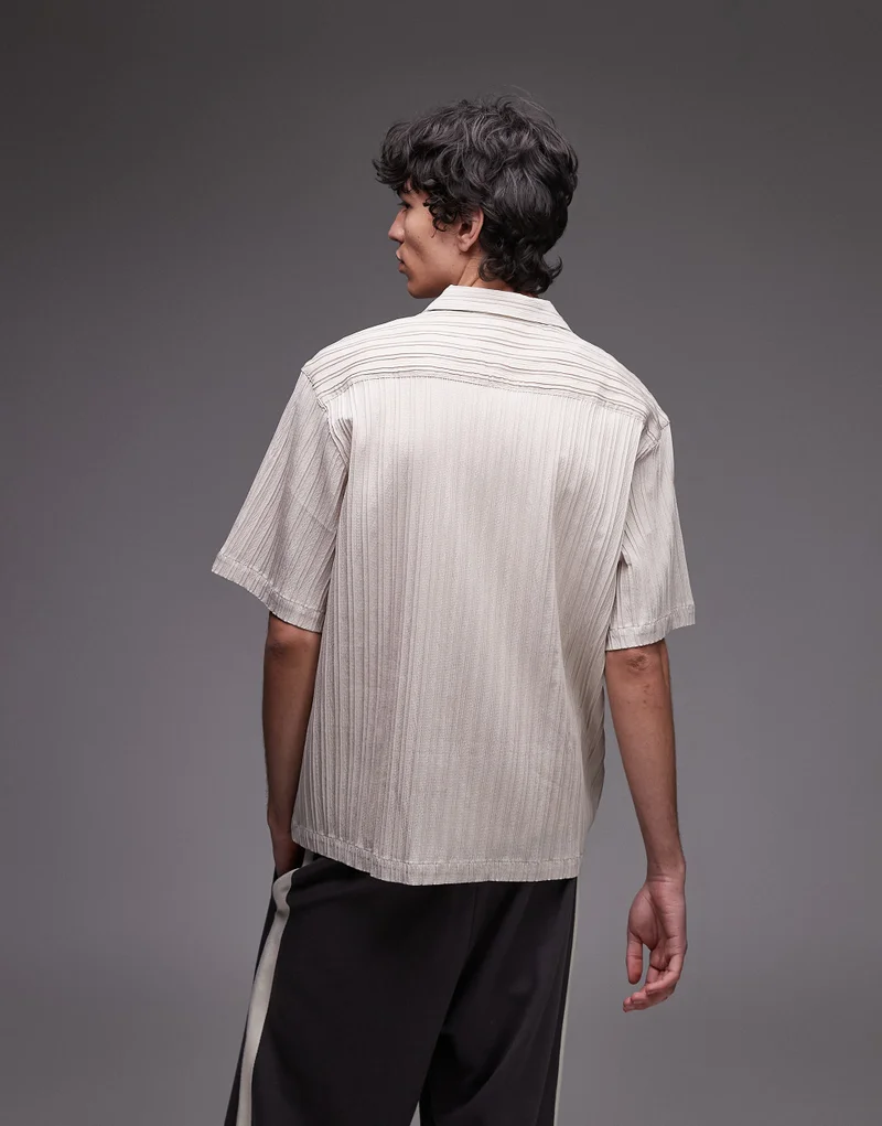 TOPMAN Topman Short Sleeve Textured Plisse Shirt