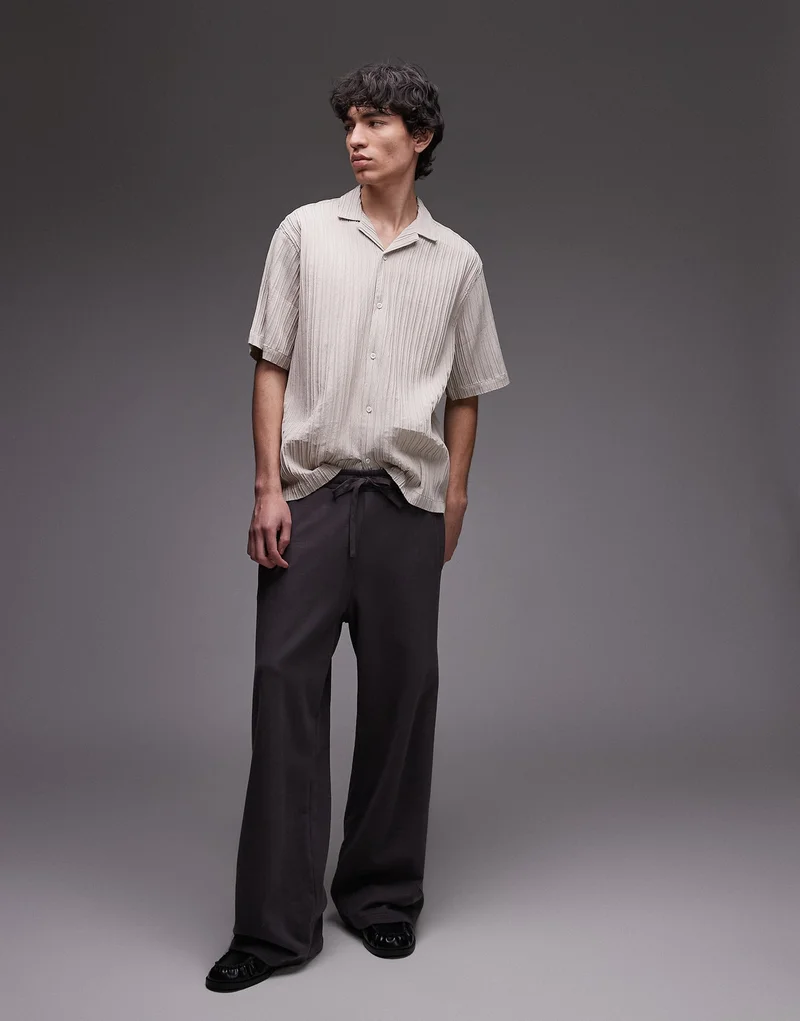TOPMAN  Topman Short Sleeve Textured Plisse Shirt for Men | Best Price UAE