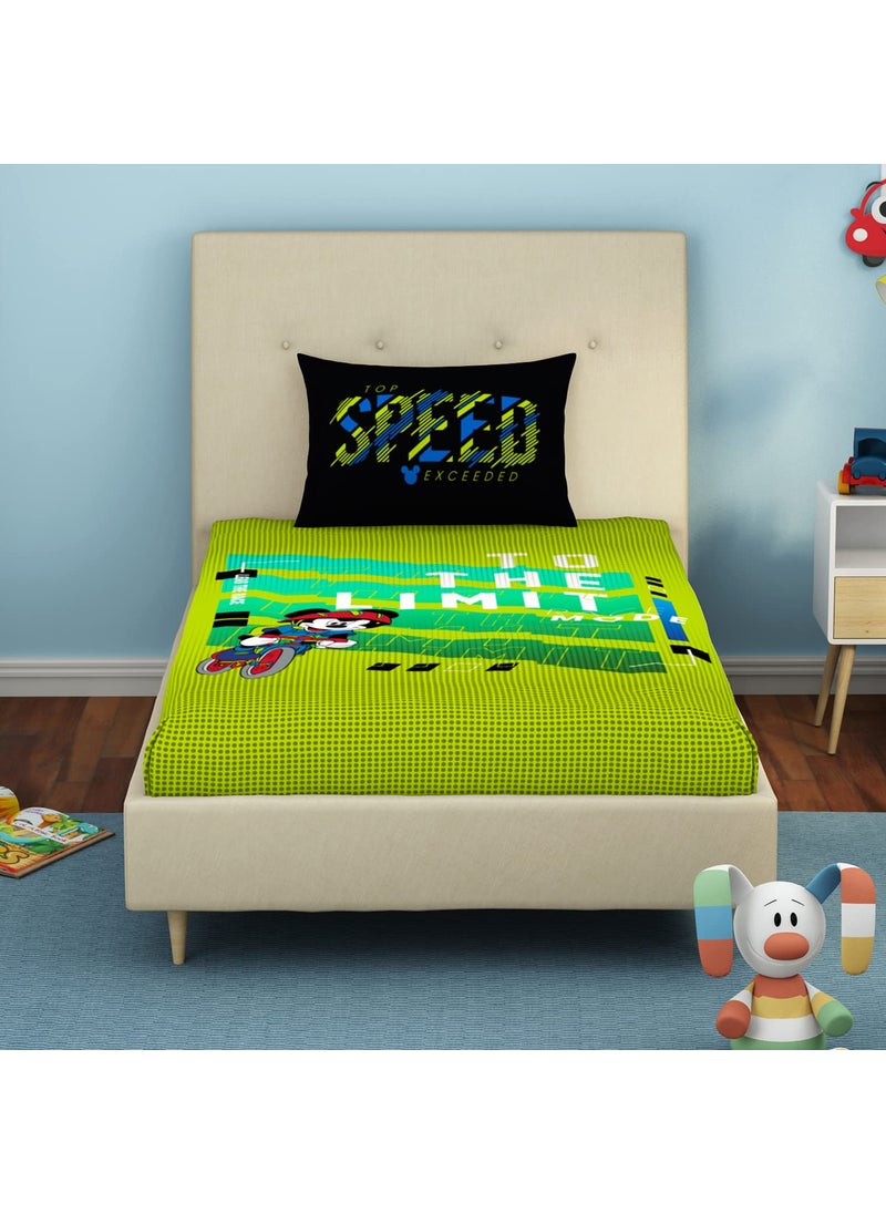 SPACES Spaces 100% Cotton Bedsheet Single Stain Release Skin Safe Breathable Fabric 180 Tc Green Bedsheet for Single Bed  - Image 1