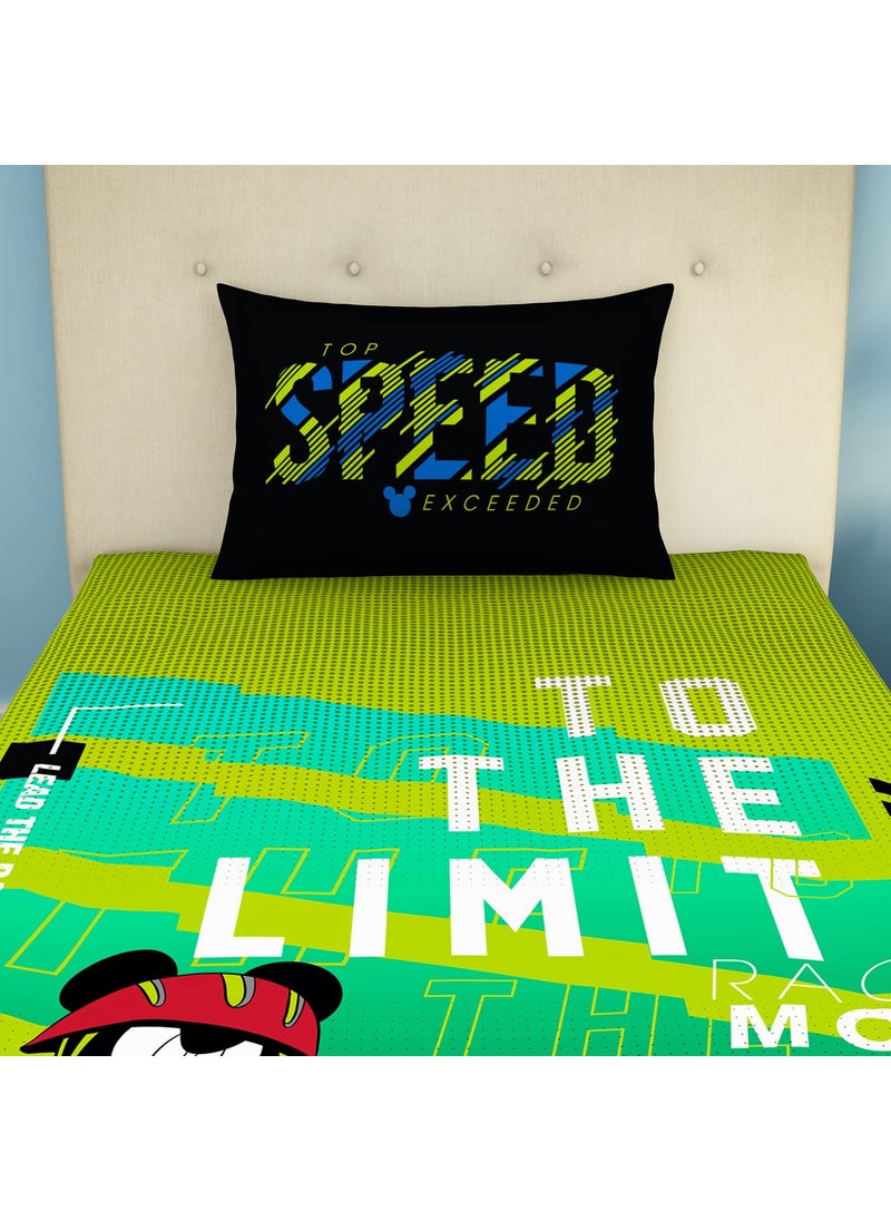 SPACES Spaces 100% Cotton Bedsheet Single Stain Release Skin Safe Breathable Fabric 180 Tc Green Bedsheet for Single Bed  - Image 4