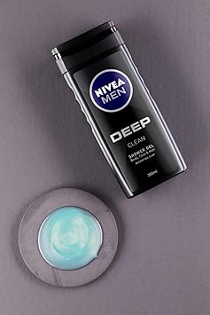NIVEA MEN Deep Shower Gel Pack of 6 6 x 250ml Face Hair Body Wash Black Charcoal Shower Gel 24H Deeply Cleansing and Invigorating Mens Shower Gel - Image 2