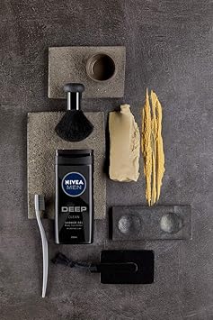 NIVEA MEN Deep Shower Gel Pack of 6 6 x 250ml Face Hair Body Wash Black Charcoal Shower Gel 24H Deeply Cleansing and Invigorating Mens Shower Gel - Image 4